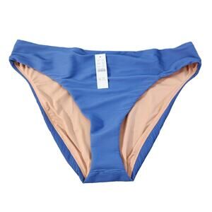 J. Crew Blue Curved Waist Cheeky Bikini Bottom New With Tags Womens XXL